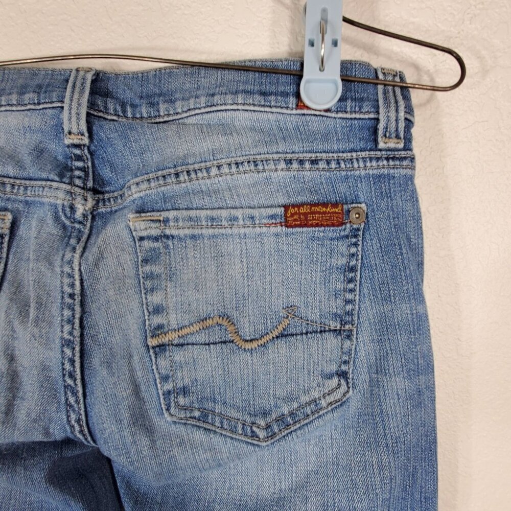 7 For All Mankind Womens Crop Straight Leg Jeans Size 26 Blue Denim Cotton Blend - Picture 7 of 11
